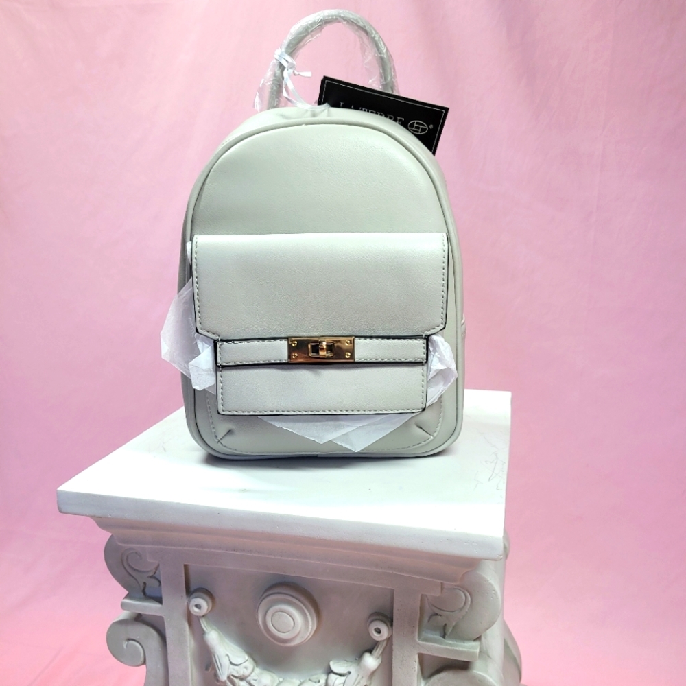 La Terre small vegan leather backpack, new with tags, dove gray